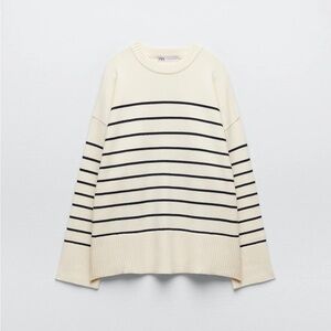 Zara Black & Cream Striped Sweater